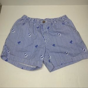 Chubbies Blue Striped Sailboat Print 100% Cotton Shorts